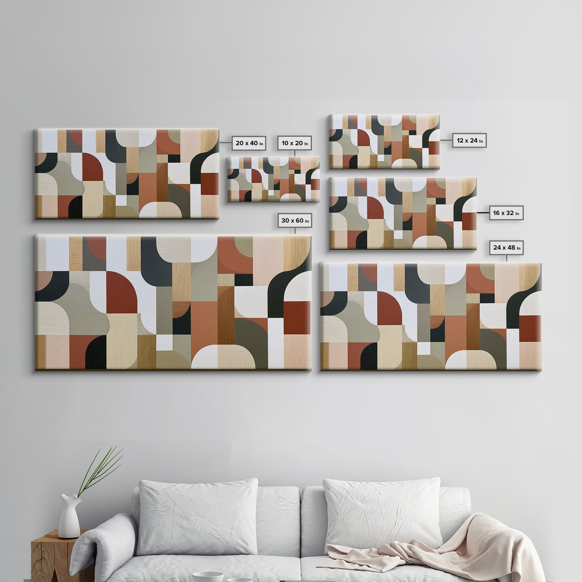 Soft Wool Texture Abstract Framed Canvas Print, Scandinavian Art, Abstract Painting, Living Room Decor, Abstract Art, Nordic, SCA-2x1-87