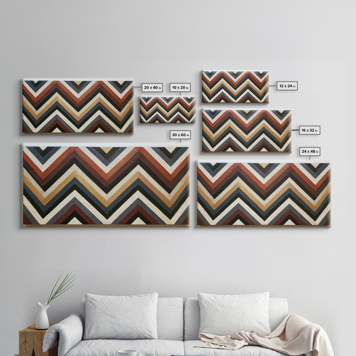 Herringbone Monochrome Pattern Framed Canvas Print, Scandinavian Art, Digital Wall Art, Living Room Decor, Oil Painting, Nordic, SCA-2x1-90