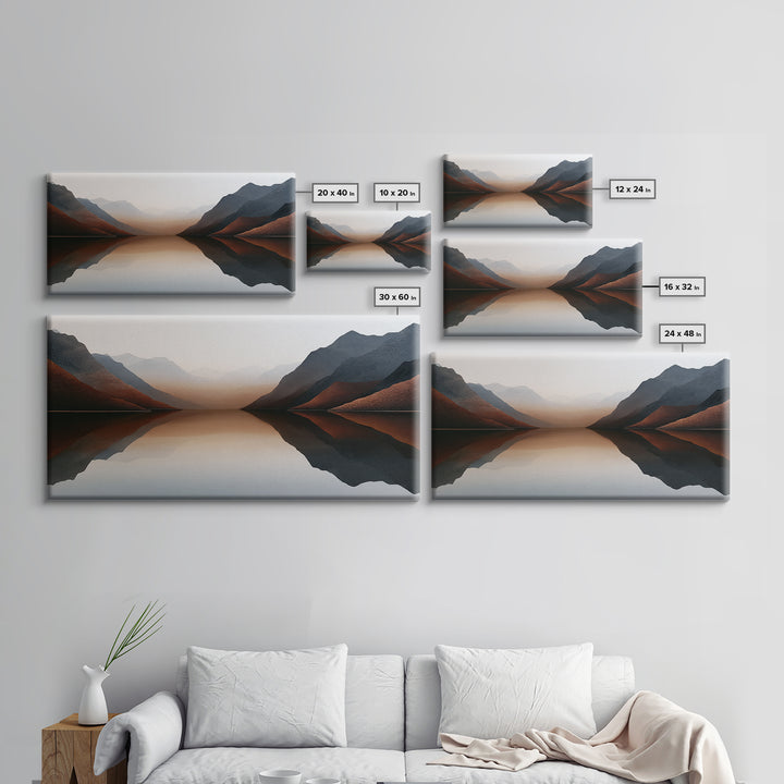 Minimal Fjord Landscape Canvas Print, Scandinavian Art, Living Room Decor, Oil Painting, Nordic, Living Room Wall Art, SCA-2x1-94