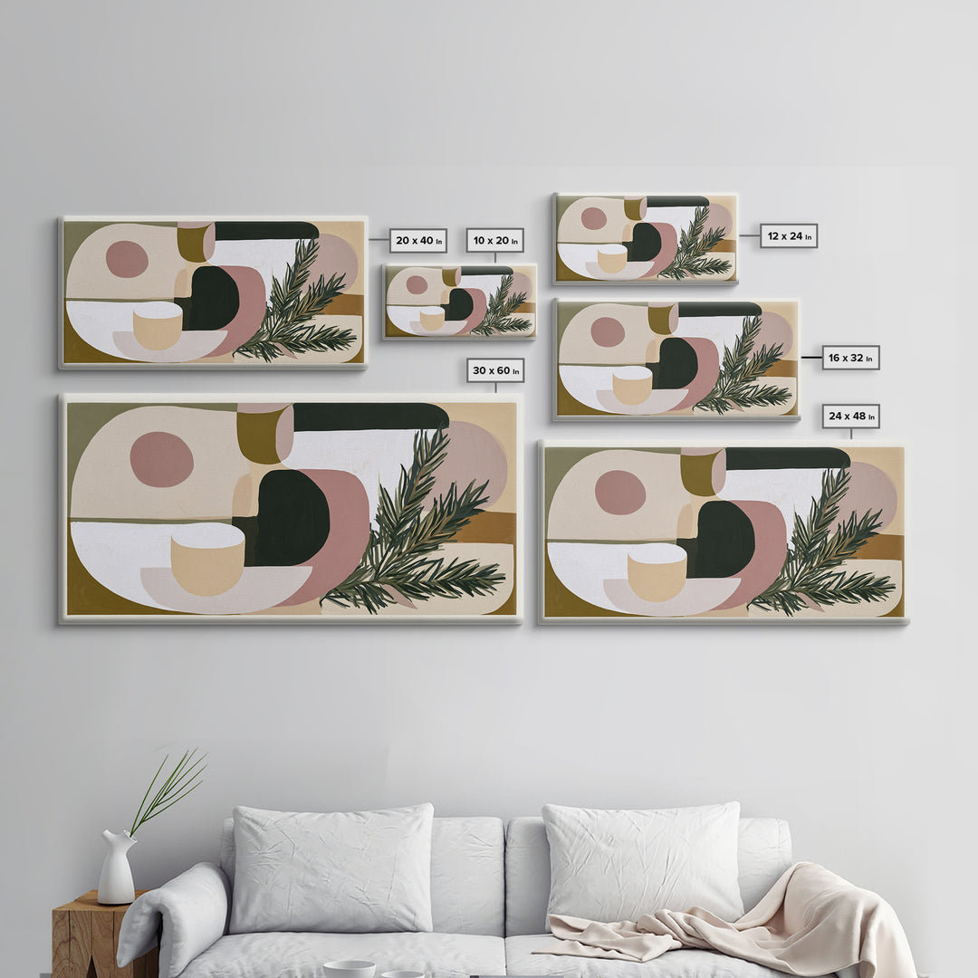 Hygge Candle and Pine Branch Still Life Framed Canvas Print, Scandinavian Art, Modern Wall Art, Living Room Decor, Nordic, SCA-2x1-96