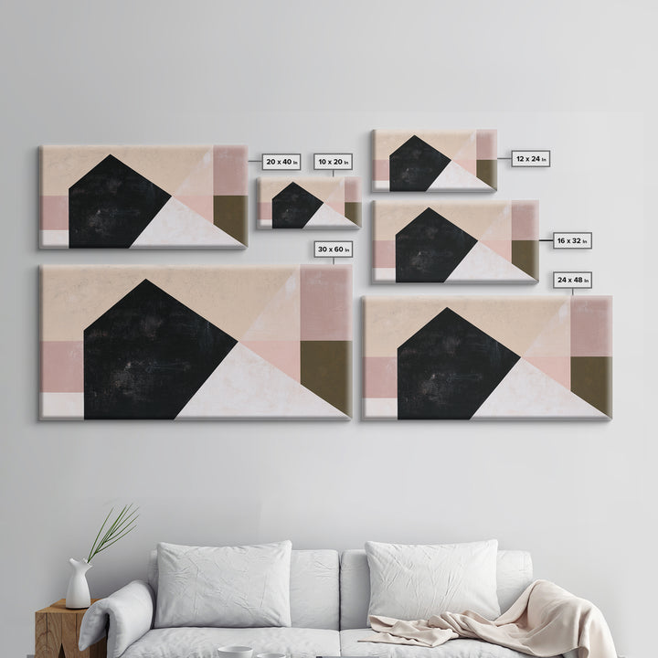 Simple Black House Shape Framed Canvas Print, Scandinavian Art, Modern Wall Art, Living Room Decor, Abstract Art, Nordic, SCA-2x1-99