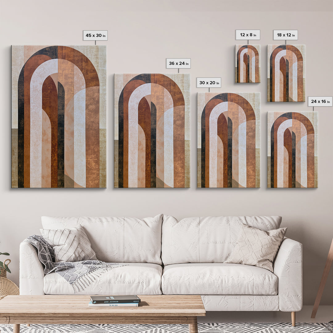 Abstract Arch Shapes Framed Canvas Print, Scandinavian Art, Mid Century Modern, Living Room Decor, Nordic, Boho Wall Art, SCA-2x3-22