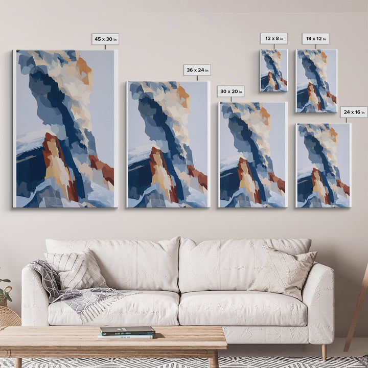 Winter Cabin Smoke Framed Canvas Print, Scandinavian Art, Wall Decor, Living Room Decor, Abstract Art, Nordic, Canvas Art, SCA-2x3-26