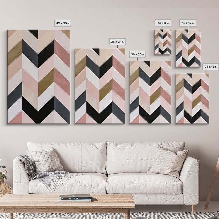 Herringbone Monochrome Pattern Framed Canvas Print, Scandinavian Art, Decor, Living Room Decor, Fine Art, Nordic, Printable Art, SCA-2x3-30