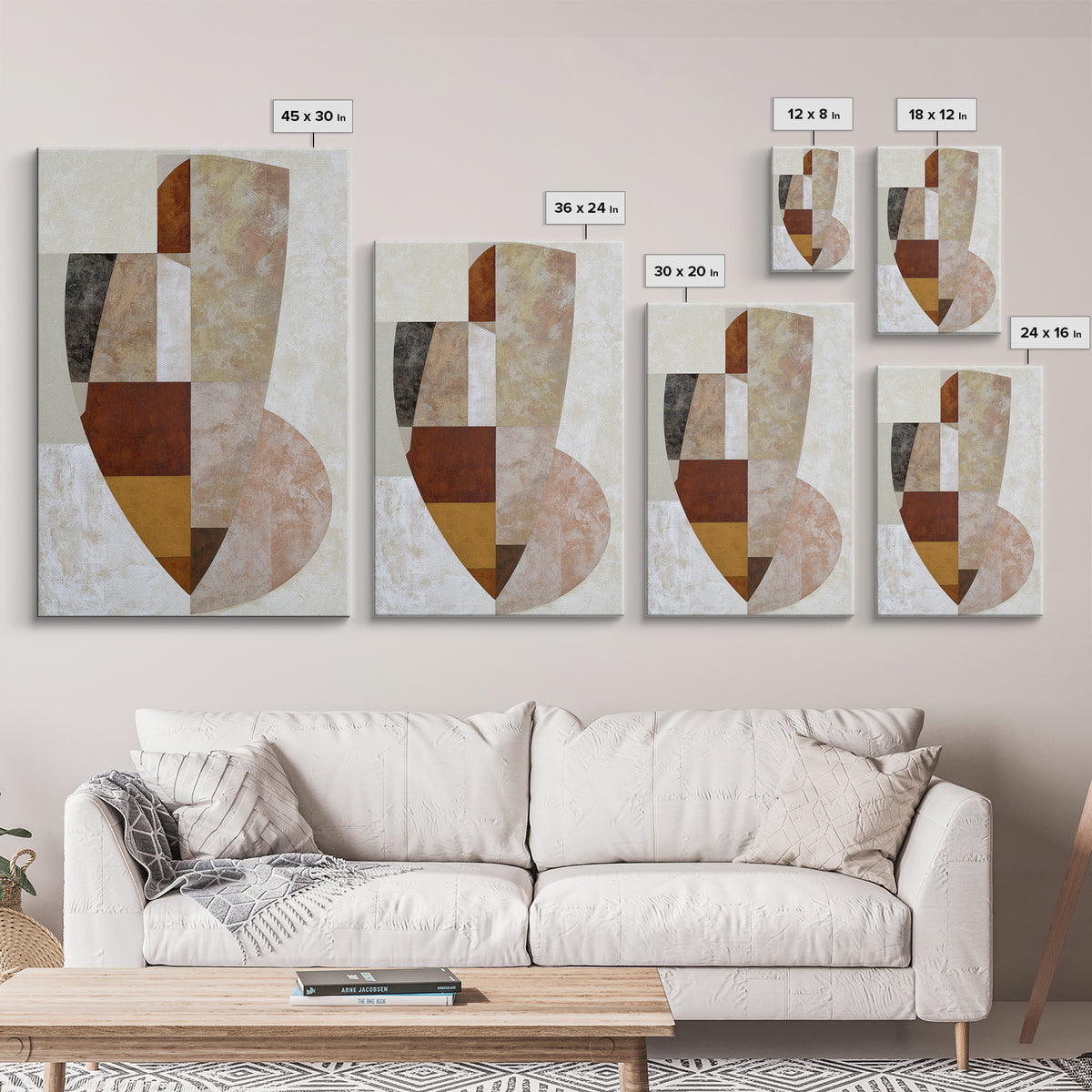 Soft Beige Geometric Abstraction Canvas Print, Scandinavian Art, Boho Wall Art, Living Room Decor, Abstract Art, Nordic, SCA-2x3-35