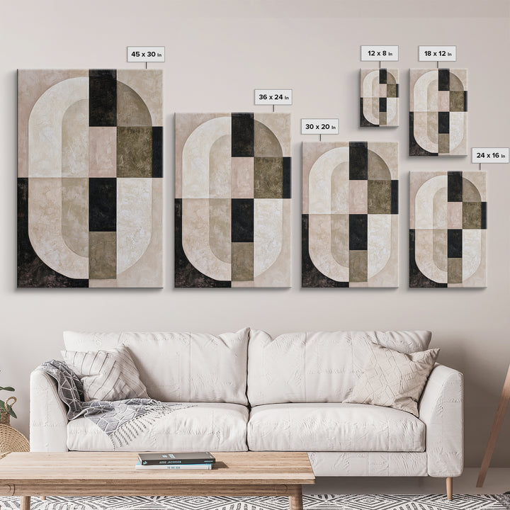 Abstract Arch Shapes Framed Canvas Print, Scandinavian Art, Mid Century Modern, Living Room Decor, Nordic, Boho Wall Art, SCA-2x3-46