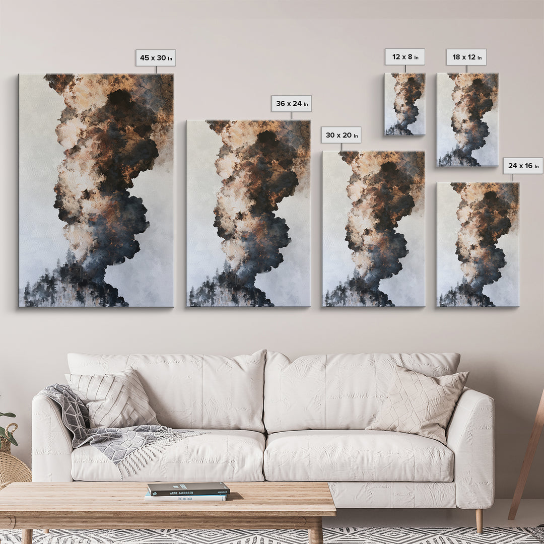 Winter Cabin Smoke Canvas Print, Scandinavian Art, Christmas Decor, Living Room Decor, Fine Art, Nordic, Wall Art Print, SCA-2x3-50