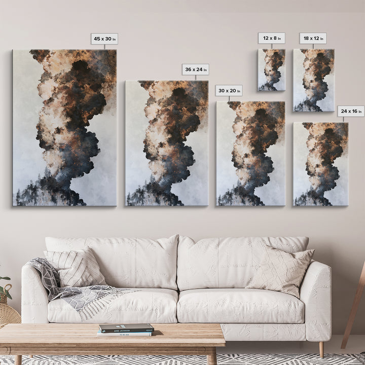 Winter Cabin Smoke Canvas Print, Scandinavian Art, Christmas Decor, Living Room Decor, Fine Art, Nordic, Wall Art Print, SCA-2x3-50