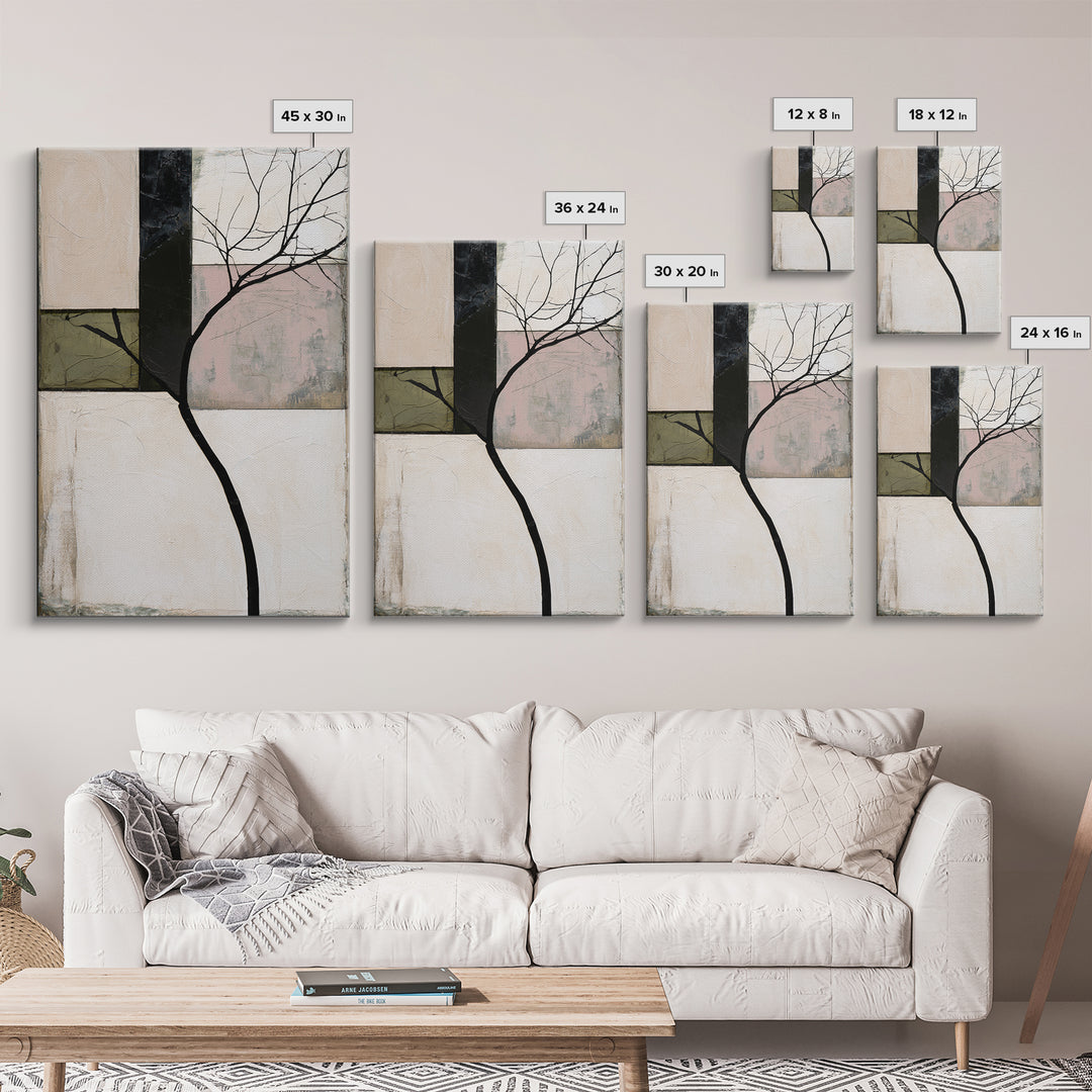 Single Black Branch on Warm White Background Canvas Print, Scandinavian Art, Digital Wall Art, Living Room Decor, Nordic, SCA-2x3-52