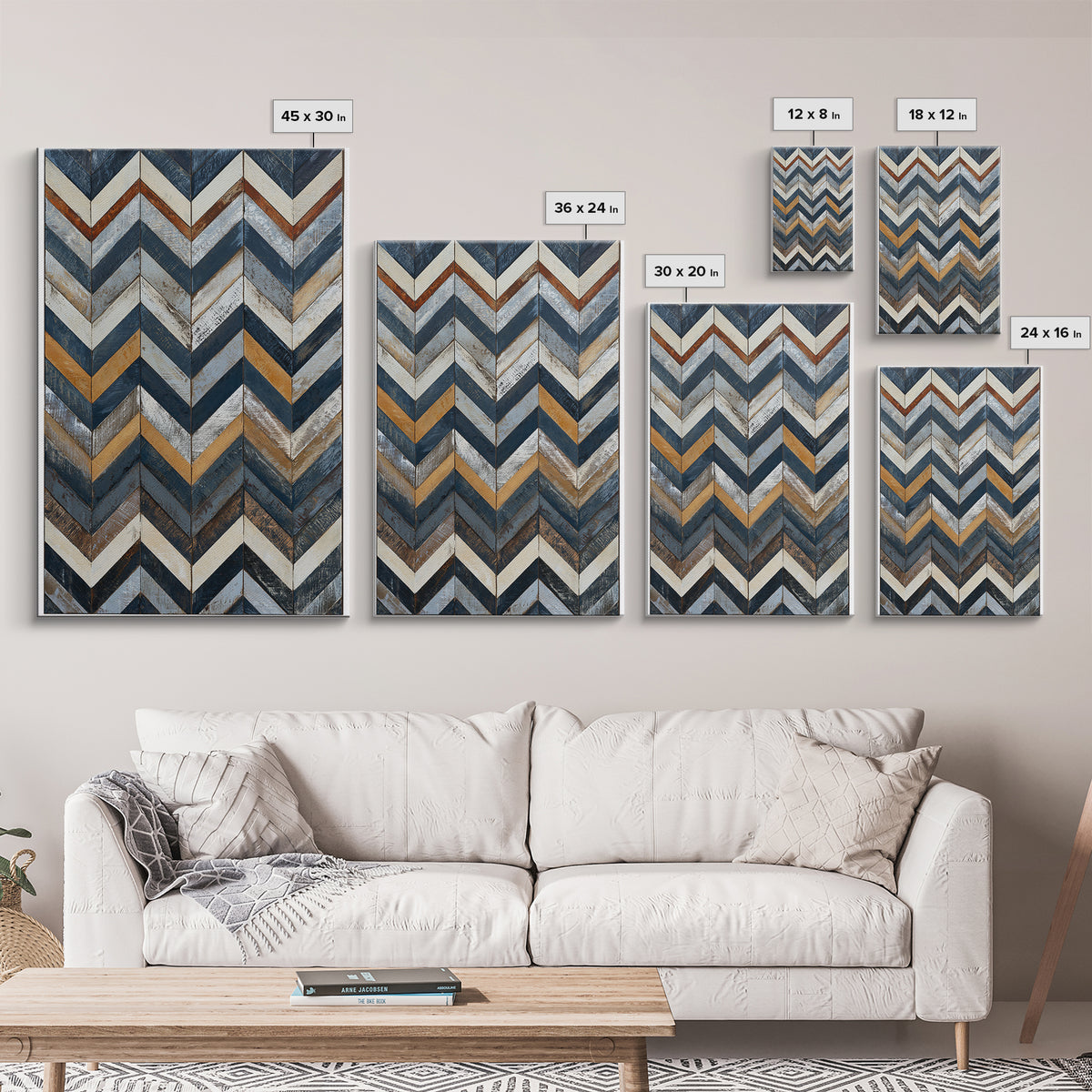 Herringbone Monochrome Pattern Canvas Print, Scandinavian Art, Original Painting, Living Room Decor, Fine Art, Nordic, SCA-2x3-54