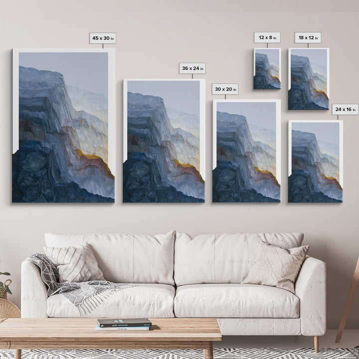 Muted Mountain Layers Framed Canvas Print, Scandinavian Art, Abstract Art, Living Room Decor, Nordic, Abstract Painting, SCA-2x3-64
