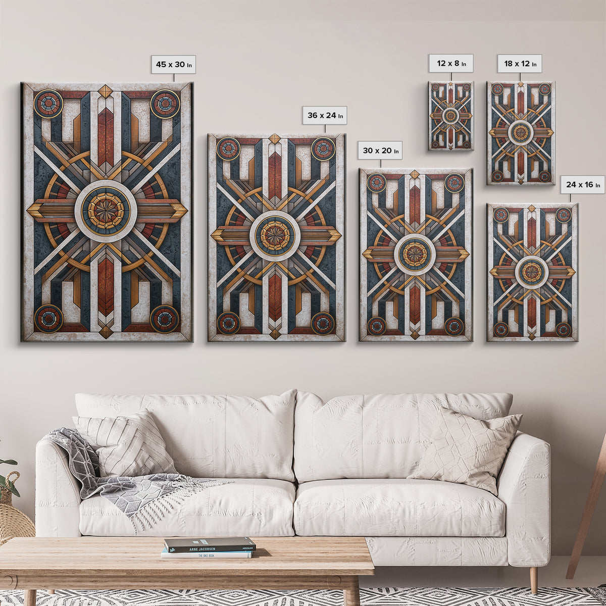 Scandinavian Textile Pattern Canvas Print, Scandinavian Art, Printable Art, Living Room Decor, Oil Painting, Nordic, Modern Art, SCA-2x3-72