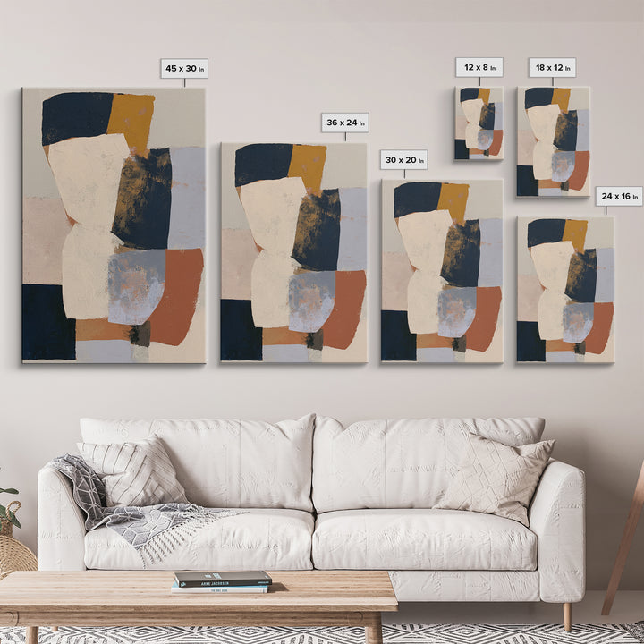 Soft Beige Geometric Abstraction Framed Canvas Print, Scandinavian Art, Room Decor, Living Room Decor, Fine Art, Nordic, SCA-2x3-83