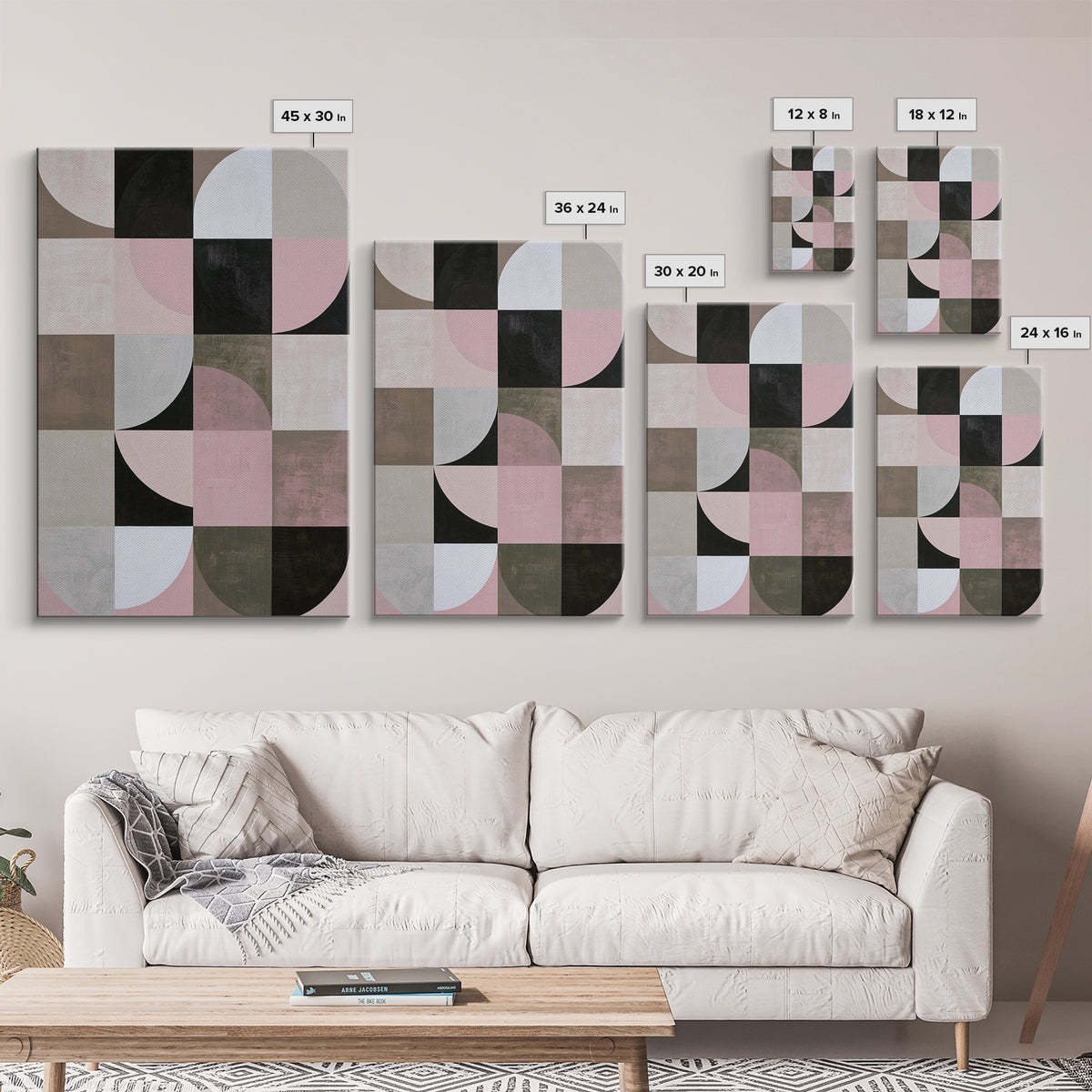 Scandinavian Textile Pattern Canvas Print, Scandinavian Art, Floral Wall Art, Living Room Decor, Nordic, Minimalist Decor, SCA-2x3-96