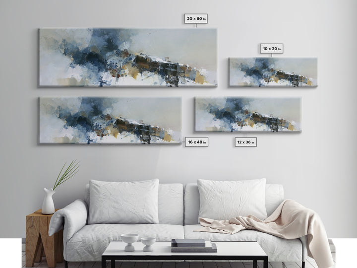 Winter Cabin Smoke Framed Canvas Print, Scandinavian Art, Oil Painting, Living Room Decor, Fine Art, Nordic, Boho Wall Decor, SCA-3x1-10