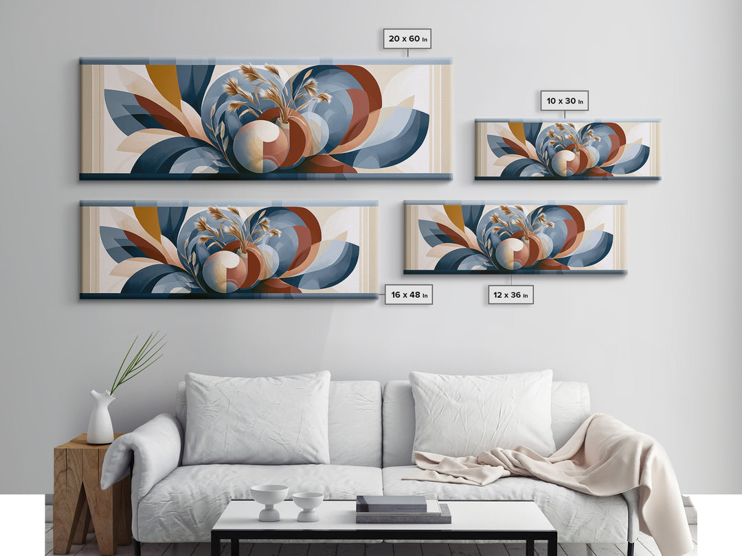 Ceramic Vase with Dried Grasses Canvas Print, Scandinavian Art, Floral Wall Art, Living Room Decor, Oil Painting, Nordic, SCA-3x1-29