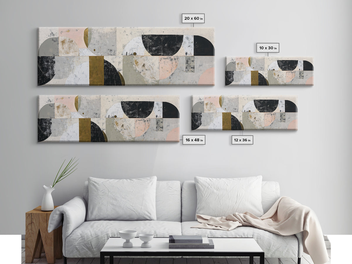 Abstract Arch Shapes Canvas Print, Scandinavian Art, Living Room Decor, Abstract Art, Nordic, Modern Wall Art, SCA-3x1-30