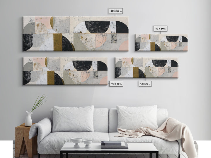 Abstract Arch Shapes Canvas Print, Scandinavian Art, Living Room Decor, Abstract Art, Nordic, Modern Wall Art, SCA-3x1-30