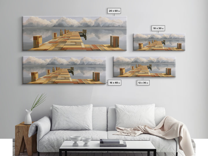 Calm Lake Dock Canvas Print, Scandinavian Art, Home Decor, Living Room Decor, Fine Art, Nordic, Wall Hanging, Abstract Art, SCA-3x1-31