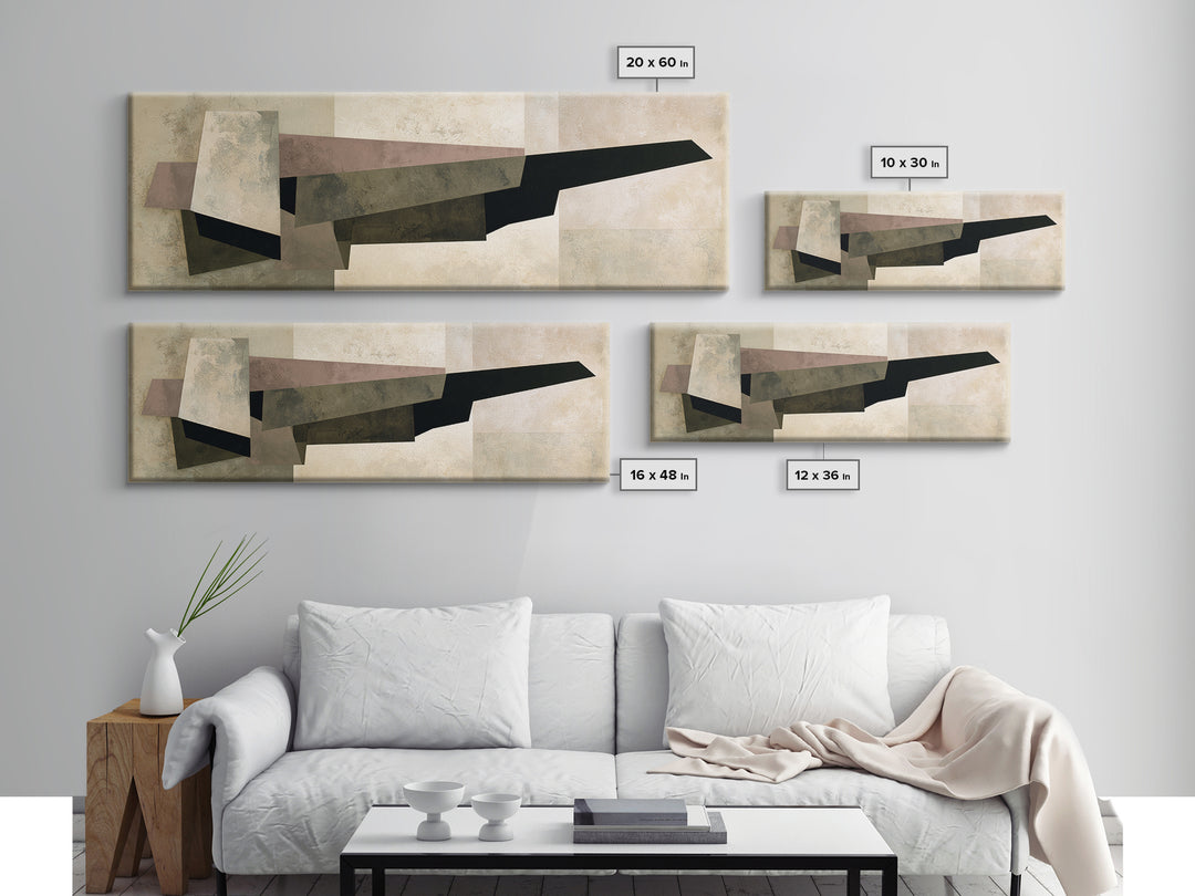 Soft Beige Geometric Abstraction Canvas Print, Scandinavian Art, Original Painting, Living Room Decor, Abstract Art, Nordic, SCA-3x1-43