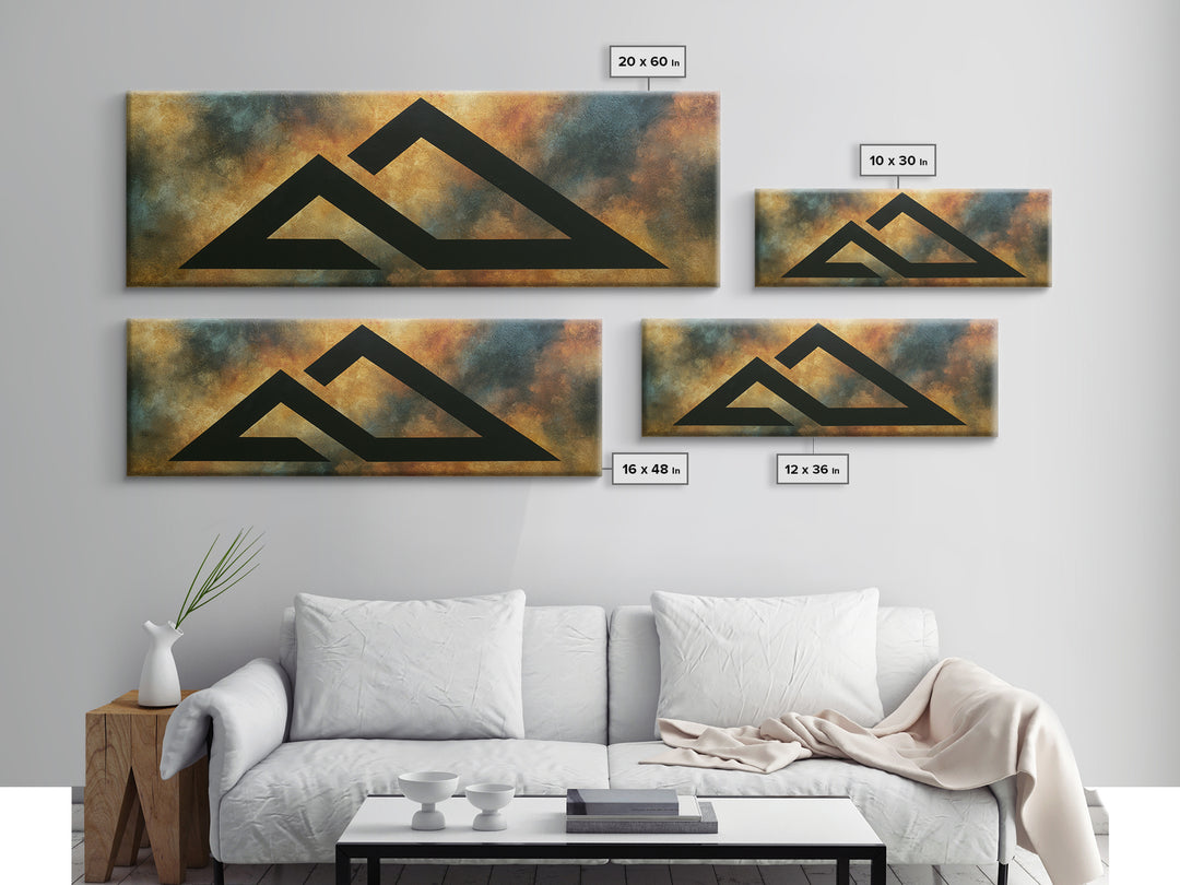 Simple Black House Shape Framed Canvas Print, Scandinavian Art, Oil Painting, Living Room Decor, Nordic, Boho Wall Decor, SCA-3x1-47