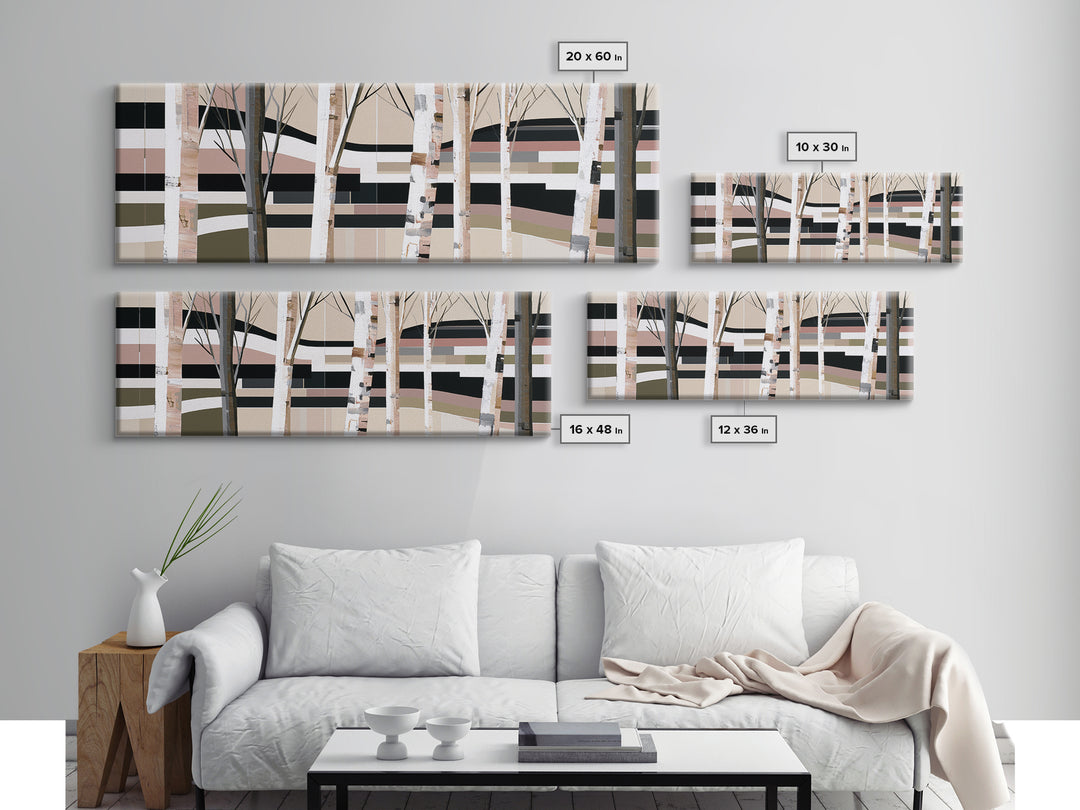 Birch Tree Trunks Canvas Print, Scandinavian Art, Modern Decor, Living Room Decor, Abstract Art, Nordic, Wall Decor, Art Print, SCA-3x1-49