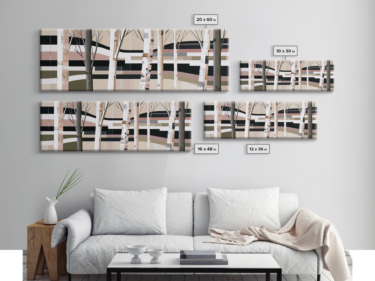 Birch Tree Trunks Canvas Print, Scandinavian Art, Modern Decor, Living Room Decor, Abstract Art, Nordic, Wall Decor, Art Print, SCA-3x1-49