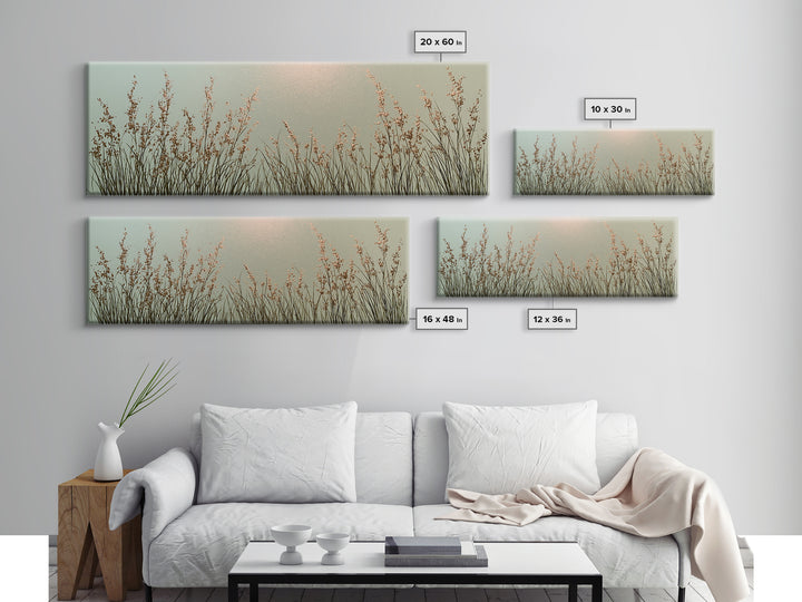 Minimal Meadow Flowers Canvas Print, Scandinavian Art, Boho Wall Art, Living Room Decor, Fine Art, Nordic, Modern Decor, SCA-3x1-50