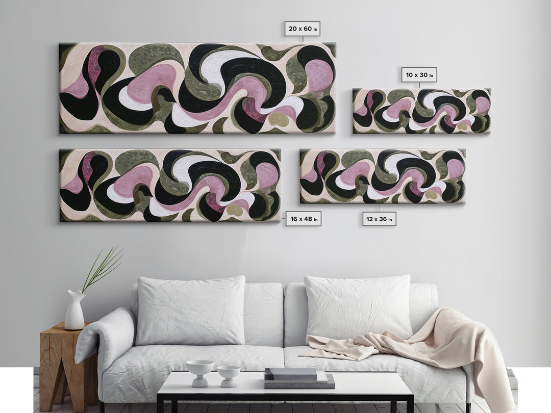 Simple Mushroom and Moss Forest Study Framed Canvas Print, Scandinavian Art, Textured Painting, Living Room Decor, Nordic, SCA-3x1-64