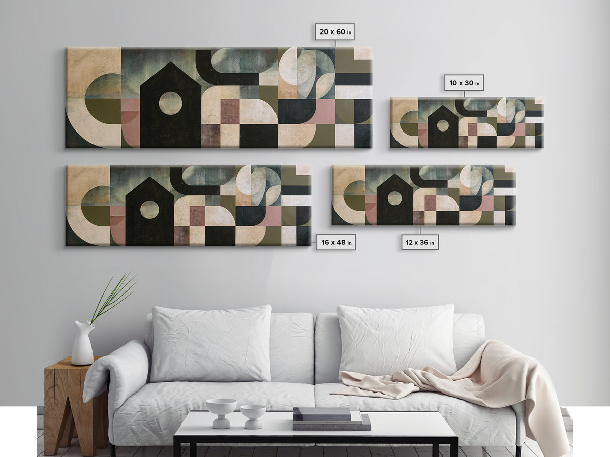 Simple Black House Shape Canvas Print, Scandinavian Art, Printable Art, Living Room Decor, Fine Art, Nordic, Modern Art, SCA-3x1-71