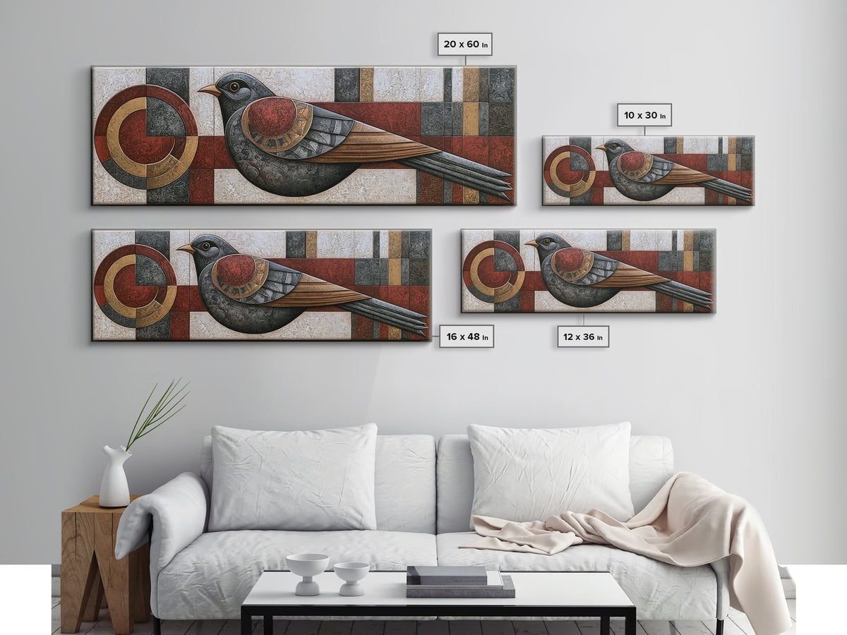Nordic Folk Bird Canvas Print, Scandinavian Art, Farmhouse Decor, Living Room Decor, Fine Art, Nordic, Gallery Decor, SCA-3x1-75