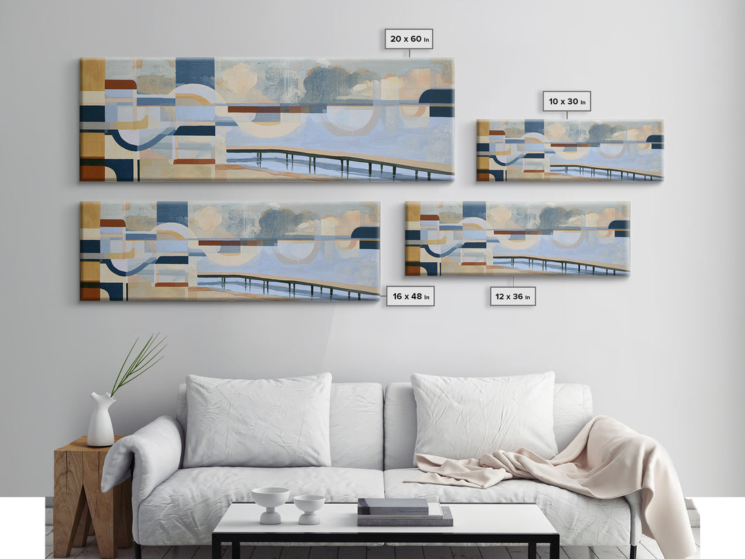 Calm Lake Dock Framed Canvas Print, Scandinavian Art, Living Room Decor, Fine Art, Nordic, Gallery Decor, Neutral Decor, SCA-3x1-79