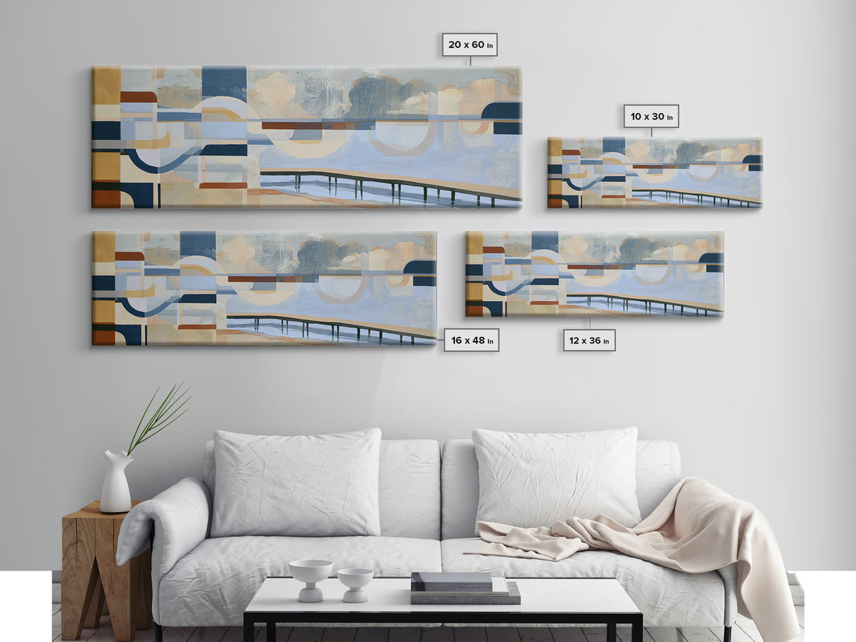 Calm Lake Dock Framed Canvas Print, Scandinavian Art, Living Room Decor, Fine Art, Nordic, Gallery Decor, Neutral Decor, SCA-3x1-79
