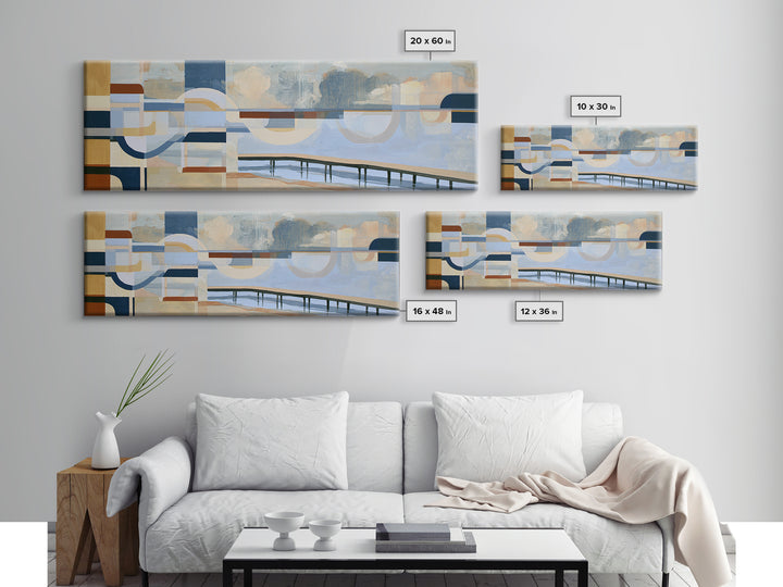 Calm Lake Dock Framed Canvas Print, Scandinavian Art, Living Room Decor, Fine Art, Nordic, Gallery Decor, Neutral Decor, SCA-3x1-79