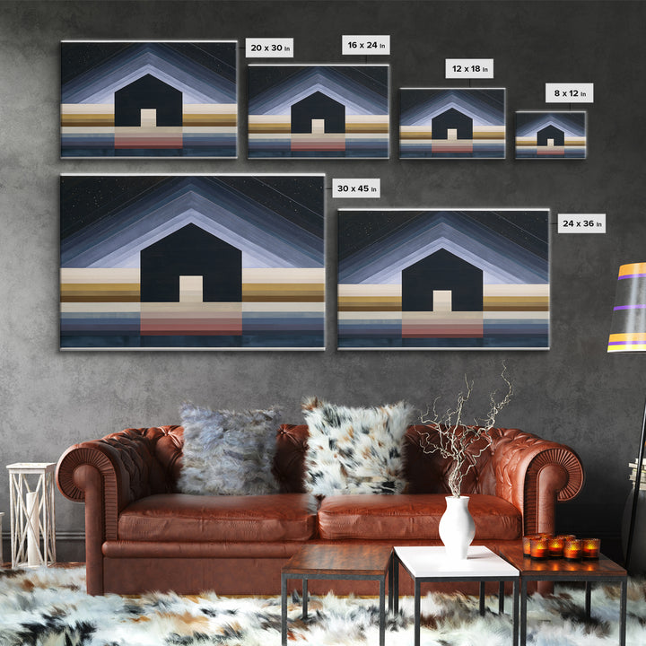 Simple Black House Shape Canvas Print, Scandinavian Art, Art, Living Room Decor, Abstract Art, Nordic, Canvas Art, SCA-3x2-11