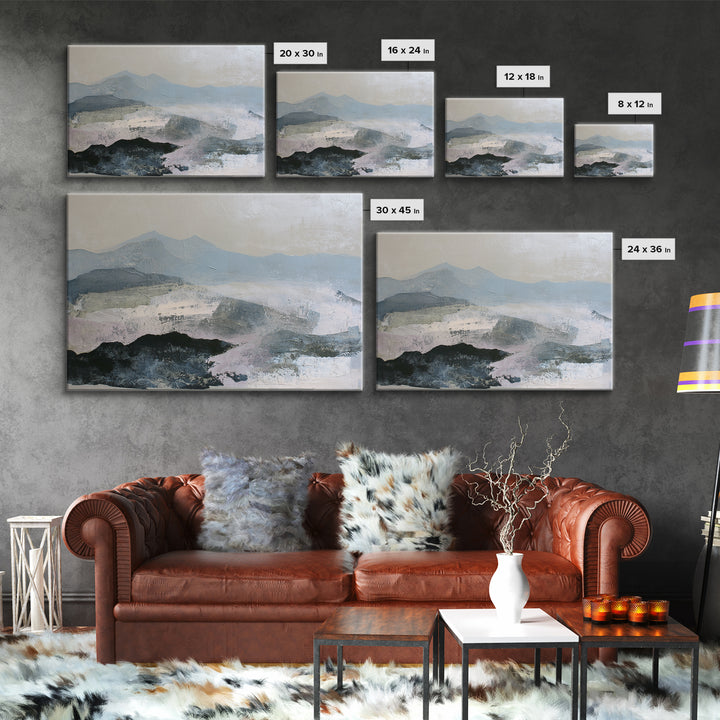 Muted Mountain Layers Canvas Print, Scandinavian Art, Neutral Decor, Living Room Decor, Oil Painting, Nordic, Wall Decor, SCA-3x2-12