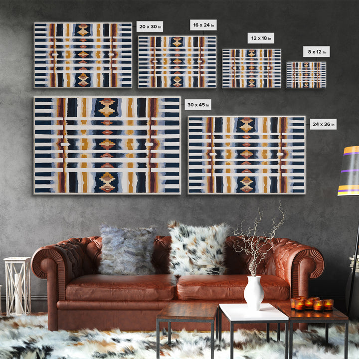 Scandinavian Textile Pattern Framed Canvas Print, Scandinavian Art, Fine Art Print, Living Room Decor, Fine Art, Nordic, SCA-3x2-20