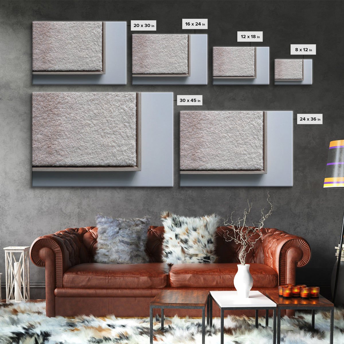 Soft Wool Texture Abstract Framed Canvas Print, Scandinavian Art, Room Decor, Living Room Decor, Nordic, Mid Century Modern, SCA-3x2-23