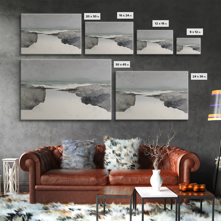 Minimal Fjord Landscape Canvas Print, Scandinavian Art, Floral Wall Art, Living Room Decor, Oil Painting, Nordic, SCA-3x2-30