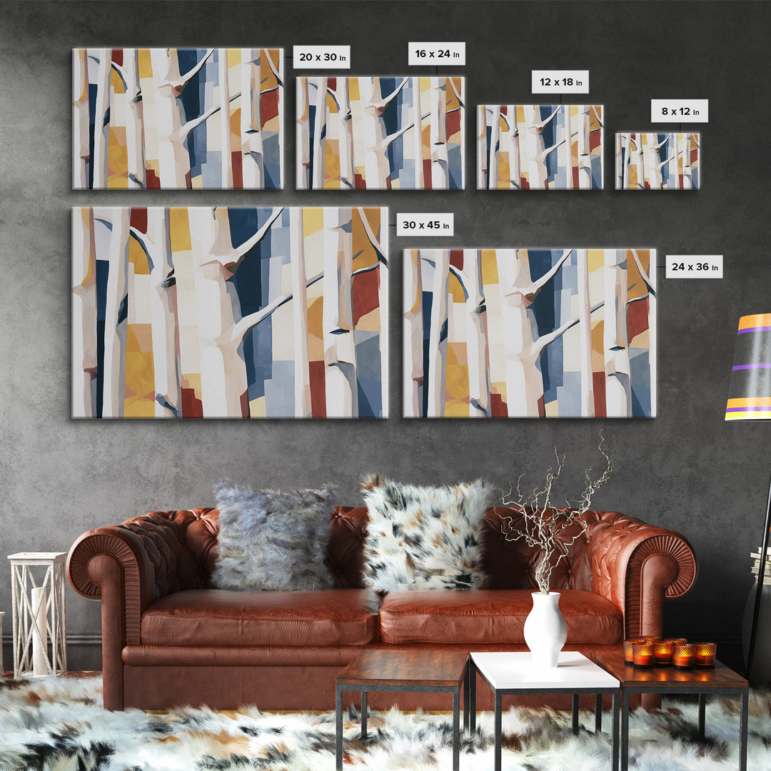 Birch Tree Trunks Canvas Print, Scandinavian Art, Luxury Decor, Living Room Decor, Oil Painting, Nordic, Printable Wall Art, SCA-3x2-61