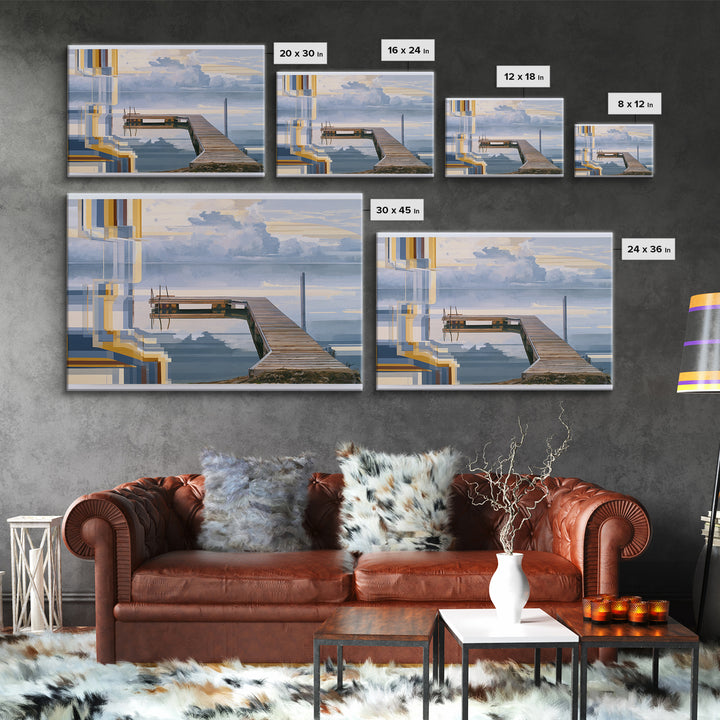 Calm Lake Dock Canvas Print, Scandinavian Art, Wall Art Print, Living Room Decor, Nordic, Fine Art Print, Statement Artwork, SCA-3x2-67