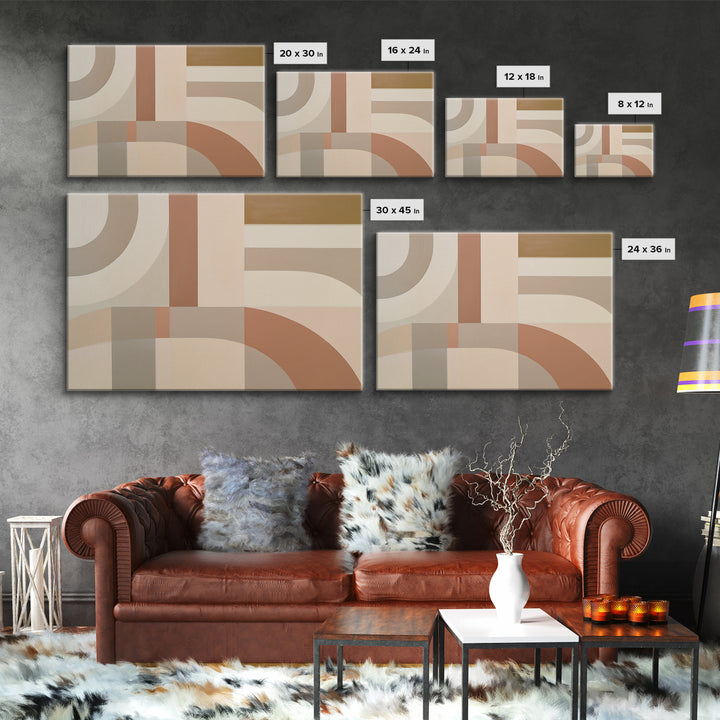 Soft Beige Geometric Abstraction Framed Canvas Print, Scandinavian Art, Modern Wall Art, Living Room Decor, Fine Art, Nordic, SCA-3x2-7
