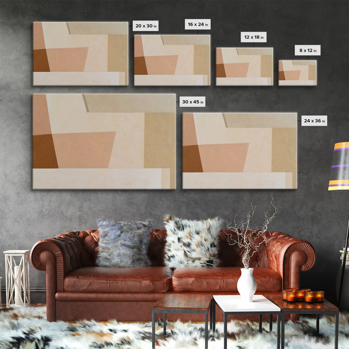 Soft Beige Geometric Abstraction Framed Canvas Print, Scandinavian Art, Living Room Decor, Abstract Art, Nordic, SCA-3x2-79