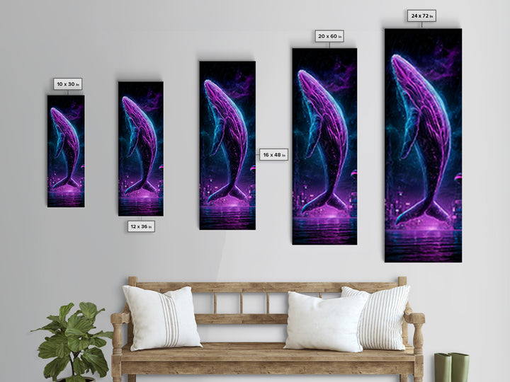 Cosmic Whale Swimming Through Deep Space Canvas Print, Scifi Art, Fantasy Art, Living Room Decor, Fine Art, Orbit, SCI-1x3-100