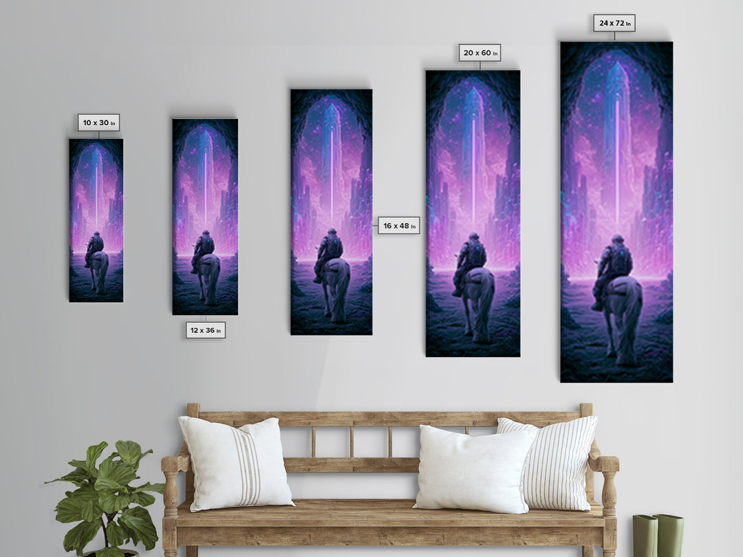 Space Explorer Horse Rider on Distant Planet Canvas Print, Scifi Art, Living Room Art, Living Room Decor, Fine Art, Orbit, SCI-1x3-33