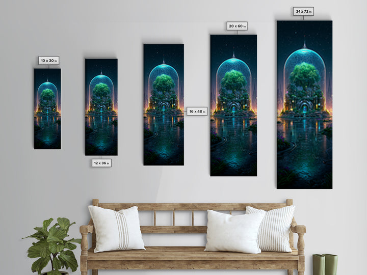 Futuristic Botanical Dome Canvas Print, Scifi Art, Ai Art, Living Room Decor, Fine Art, Orbit, Star Wars Art, Space Art, SCI-1x3-60