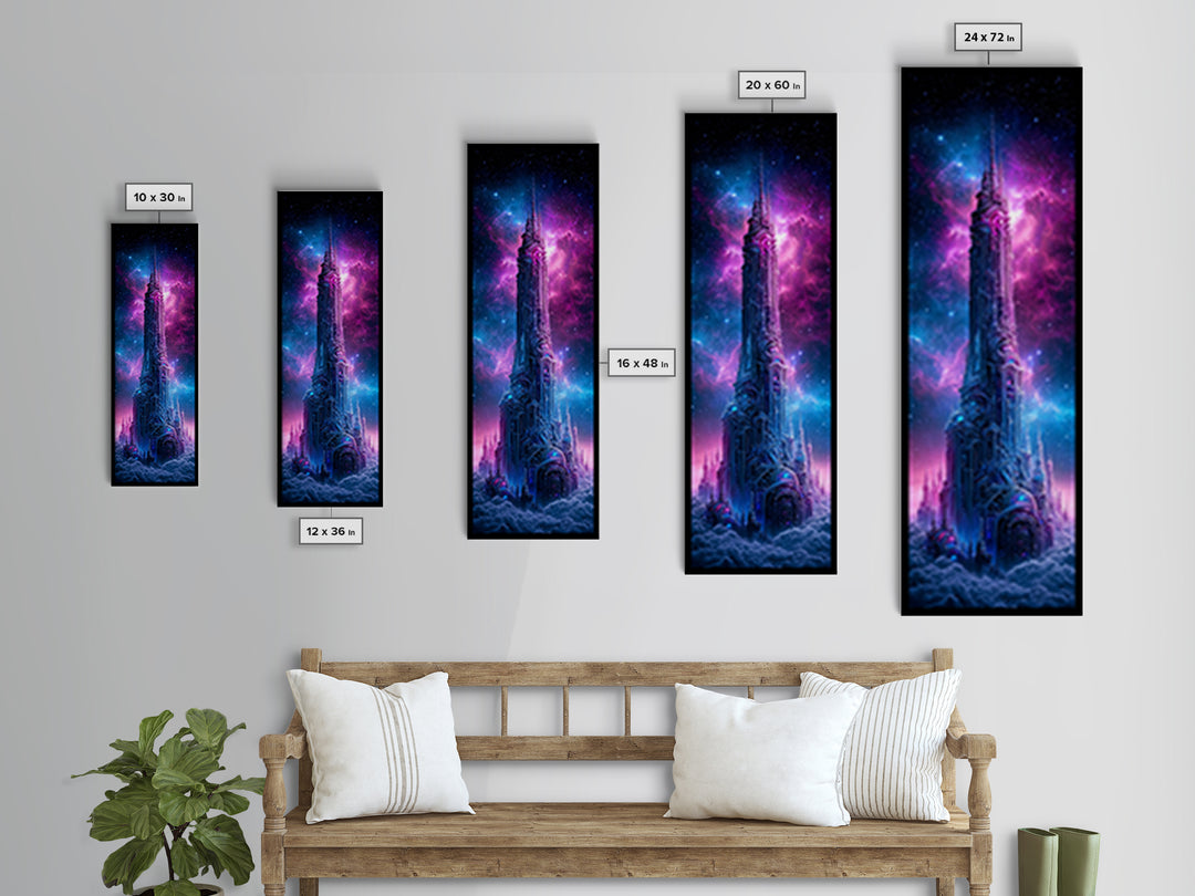 Starship Cockpit View of Nebula Clouds Framed Canvas Print, Scifi Art, Gallery Decor, Living Room Decor, Fine Art, Orbit, SCI-1x3-71