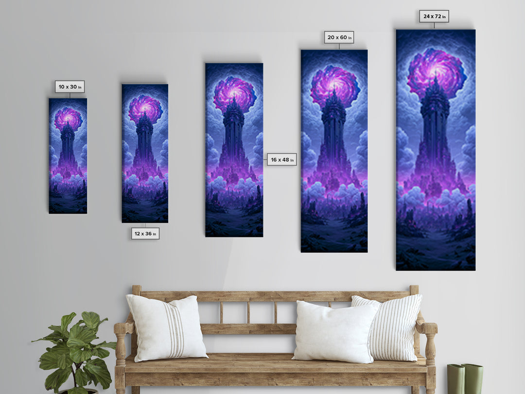 Wormhole Opening over Barren Landscape Canvas Print, Scifi Art, Poster, Living Room Decor, Fine Art, Orbit, Retro Wall Art, SCI-1x3-77