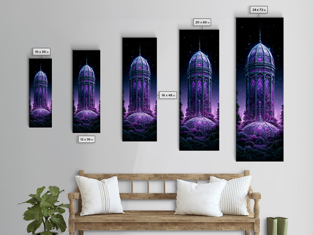 Futuristic Botanical Dome Framed Canvas Print, Scifi Art, Living Room Art, Living Room Decor, Oil Painting, Orbit, Space Poster, SCI-1x3-84