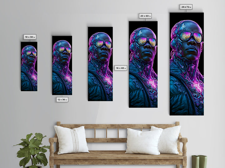 Cyborg Portrait with Reflective Visor Canvas Print, Scifi Art, Posters, Living Room Decor, Orbit, Pop Art, Mid Century Art, SCI-1x3-93